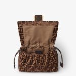 FENDI Mamma Baguette Medium Dark brown jacquard FF velvet bag - Image 3